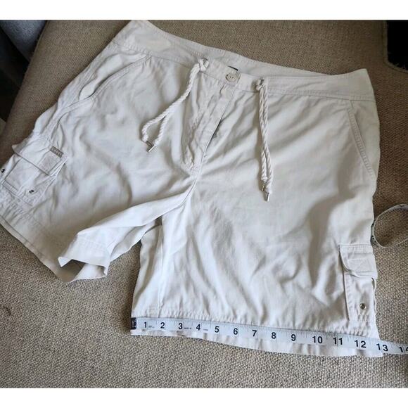 Ralph Lauren High Rise Cargo Shorts Drawstring 100% Cotton Beige Women's 14 - Picture 7 of 9